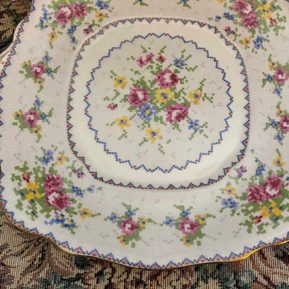 Royal Albert Petit Point Floral Square Salad Plate Crafted In England 9.5” - Picture 6 of 12